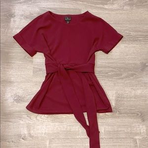 Magenta professional shirt with tie waist